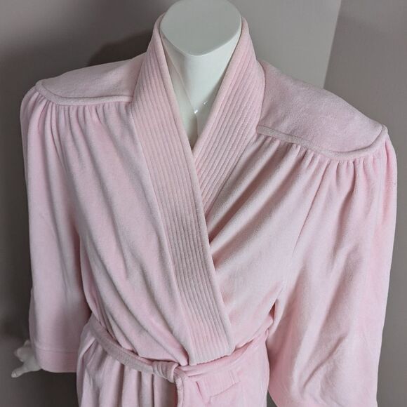 Vintage Vanity Fair pink Terry bathrobe, 80s housecoat - Picture 3 of 7
